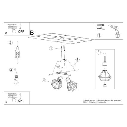 Spotlampe ARTEMIS 2xE14/40W/230V sort