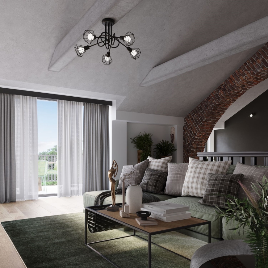 Loftlampe på stang ARTEMIS 5xE14/40W/230V sort