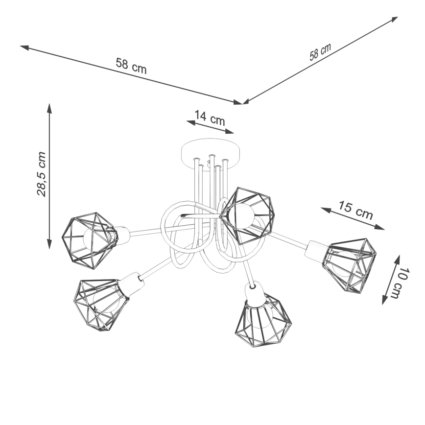 Loftlampe på stang ARTEMIS 5xE14/40W/230V sort
