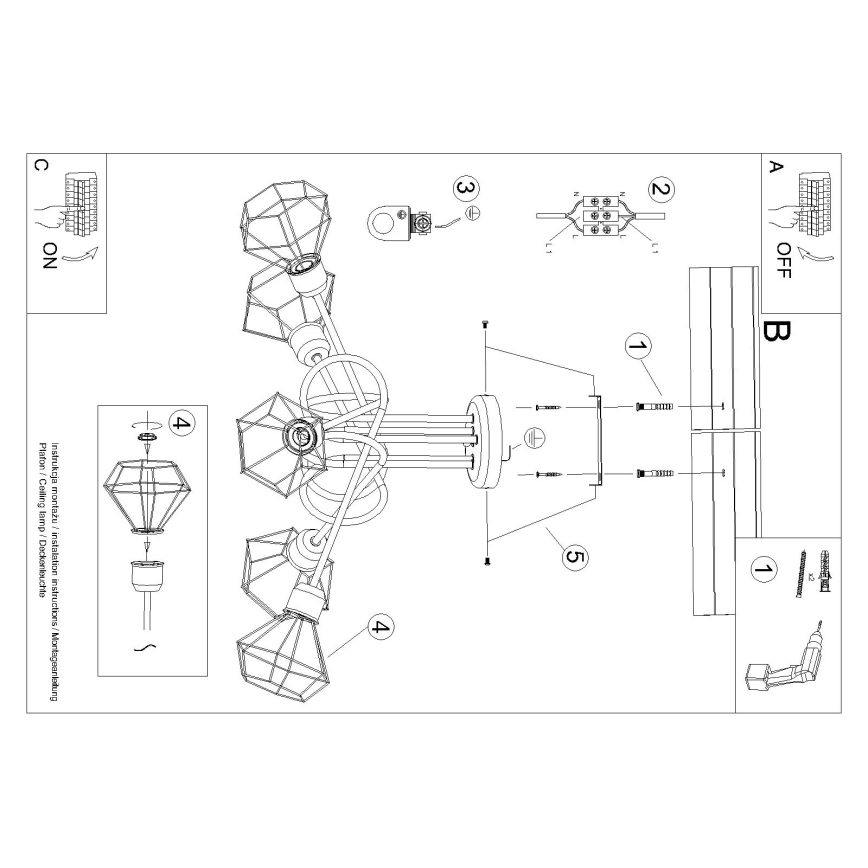 Pendellampe ARTEMIS 5xE14/40W/230V sort