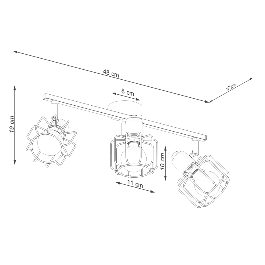 Spotlampe BELUCI 3xE14/40W/230V sort