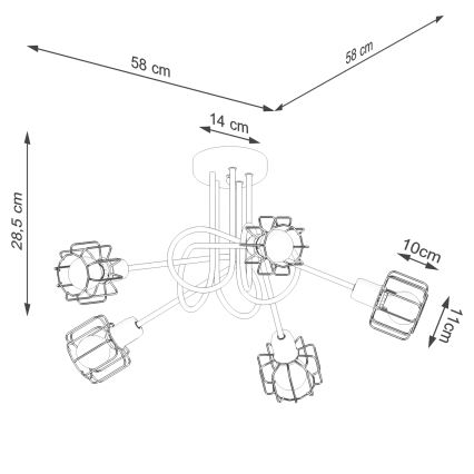 Pendellampe BELUCI 5xE14/40W/230V sort