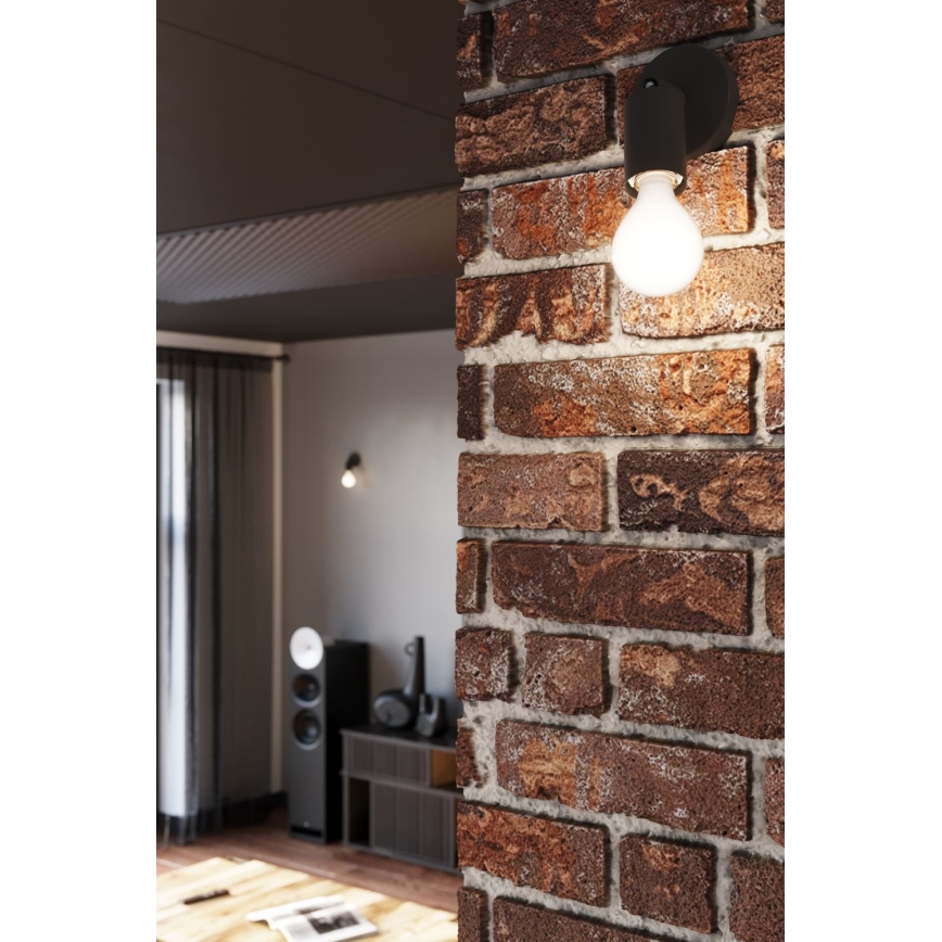 Væglampe med spot FORNES 1xE27/60W/230V sort