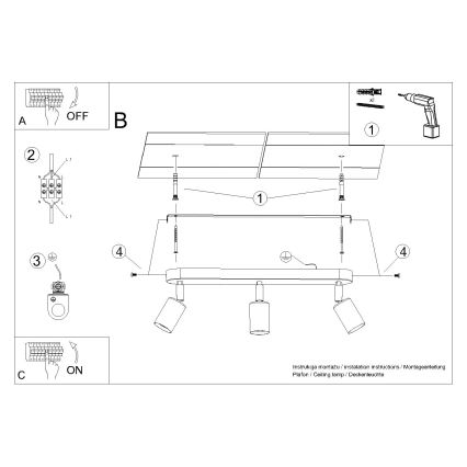 Spotlight FORNES 3xE27/60W/230V sort