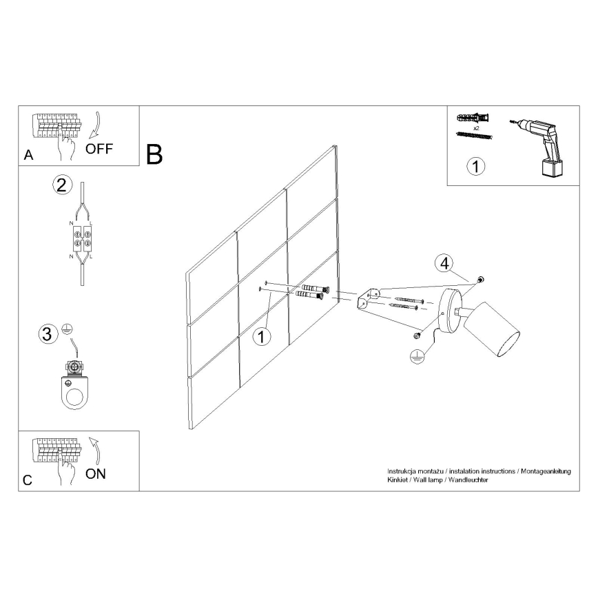 Vægspot LEMMI 1xGU10/40W/230V sort