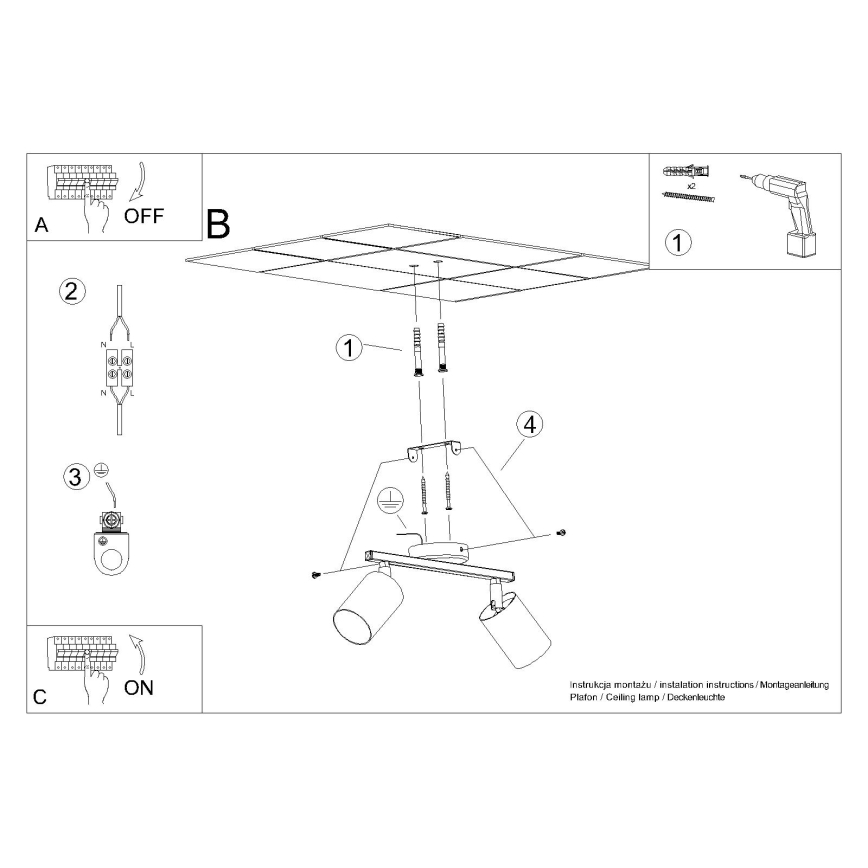 Spotlampe LEMMI 2xGU10/40W/230V sort