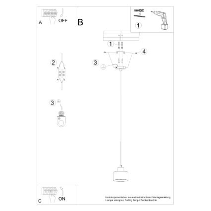 Loftlampe på kabel SAVAR 1xE27/60W/230V sort