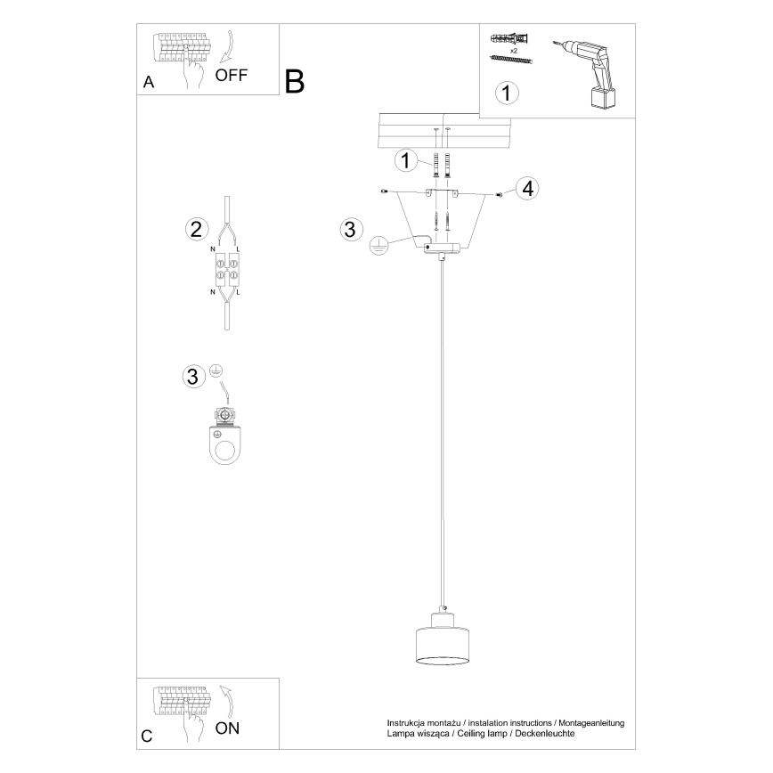Loftlampe på kabel SAVAR 1xE27/60W/230V sort