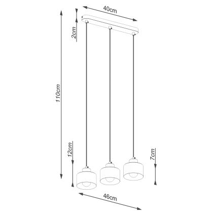 Pendel SAVAR 3xE27/60W/230V sort