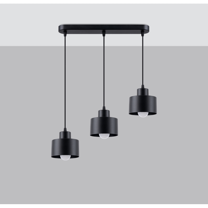 Loftlampe på kabel SAVAR 3xE27/60W/230V sort
