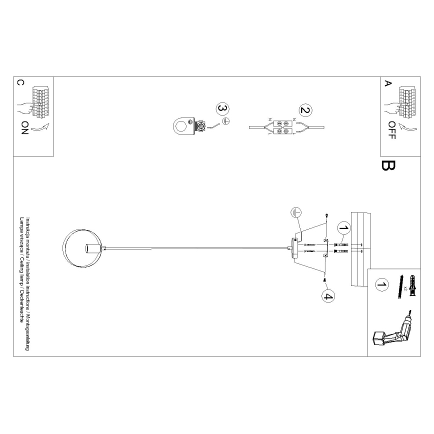 Loftlampe på kabel TITRAN 1xE27/60W/230V hvid