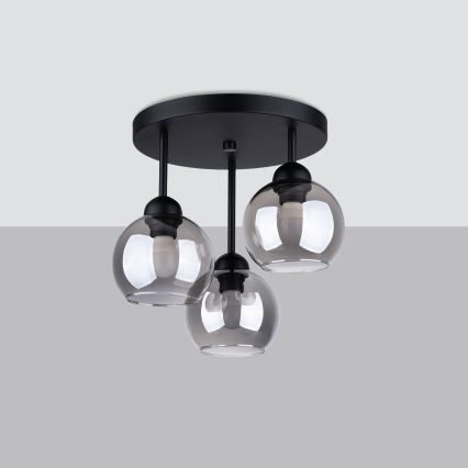 Loftlampe på stang ALINO 3xE27/60W/230V sort