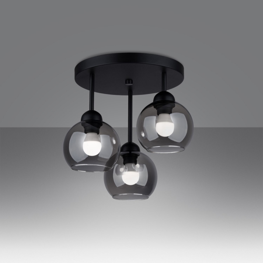 Loftlampe på stang ALINO 3xE27/60W/230V sort