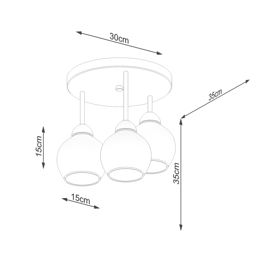 Loftlampe på stang ALINO 3xE27/60W/230V sort