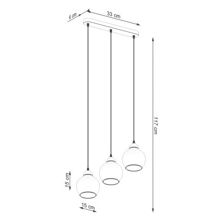 Pendel ALINO 3xE27/60W/230V sort