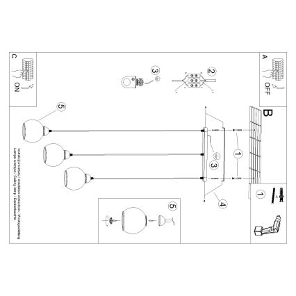 Pendel ALINO 3xE27/60W/230V sort