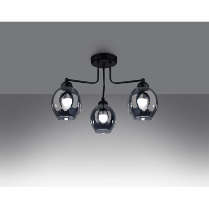 Loftlampe på stang FILLAN 3xE27/60W/230V sort