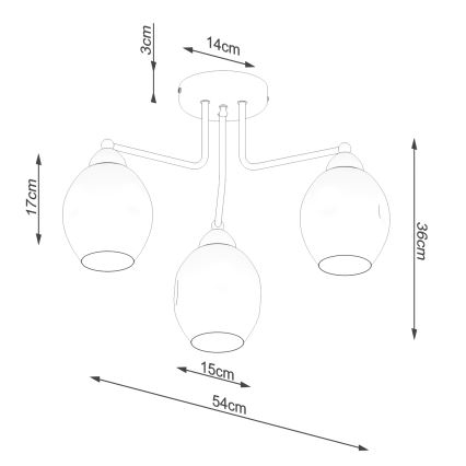 Loftlampe på stang FILLAN 3xE27/60W/230V sort