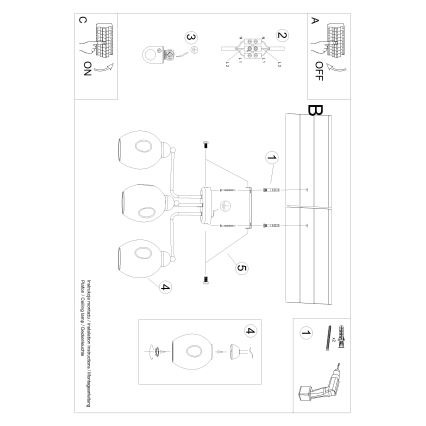 Loftlampe på stang FILLAN 3xE27/60W/230V sort