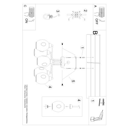 Pendellampe FILLAN 5xE27/60W/230V sort