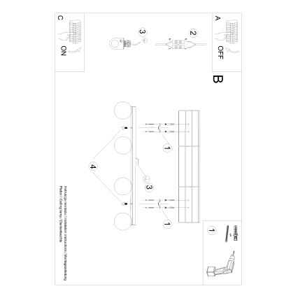 Loftlampe YOLI 4xG9/12W/230V sort