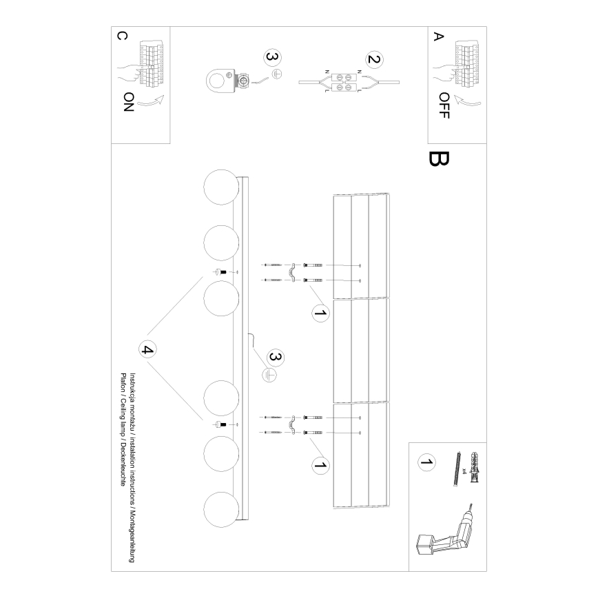 Loftlampe YOLI 6xG9/12W/230V sort