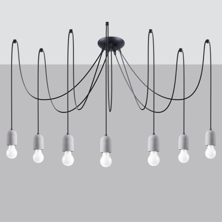 Pendel NESO 7xE27/15W/230V edderkop beton