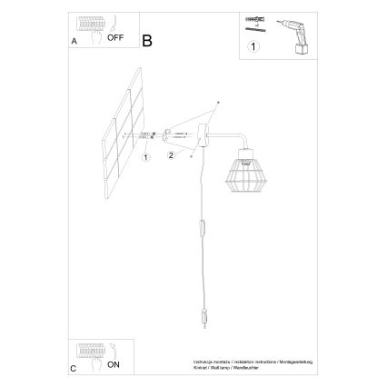 Væglampe SUBA 1xE27/15W/230V sort