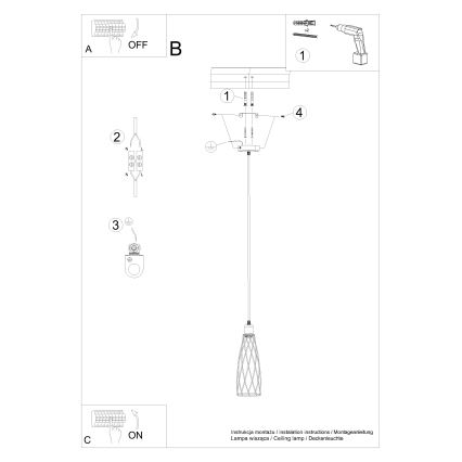 Pendel SUBA 1xE27/15W/230V sort