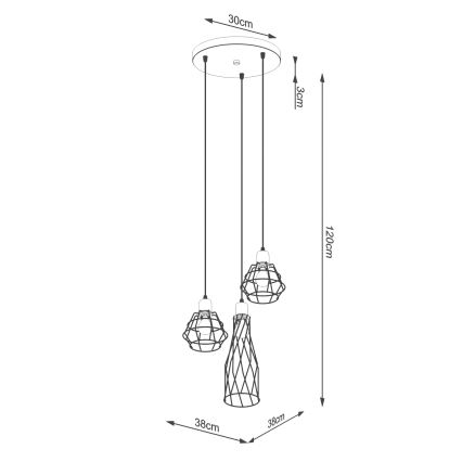 Pendel SUBA 3xE27/15W/230V sort