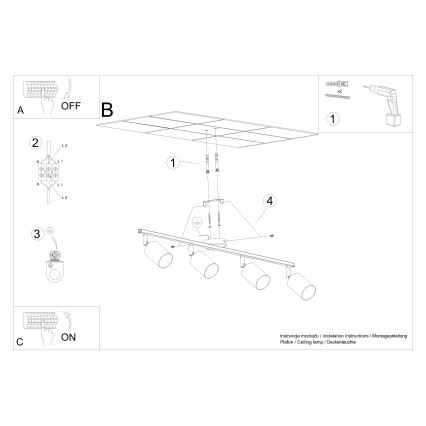 Spotlampe LEMMI 4xGU10/10W/230V sort