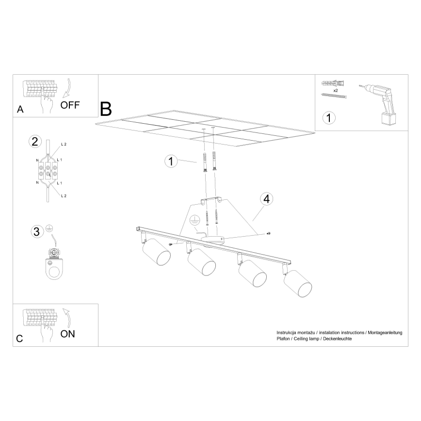 Spotlampe LEMMI 4xGU10/10W/230V sort
