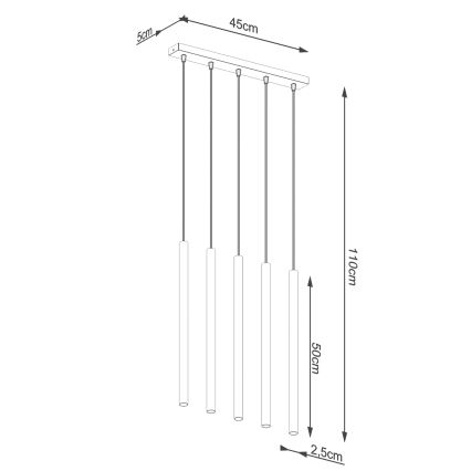 Pendel PASTELO 5xG9/8W/230V guldfarvet