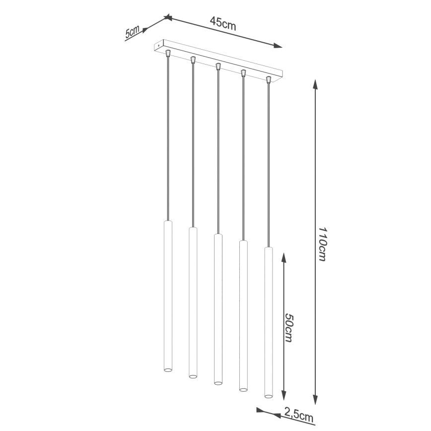 Pendel PASTELO 5xG9/8W/230V guldfarvet