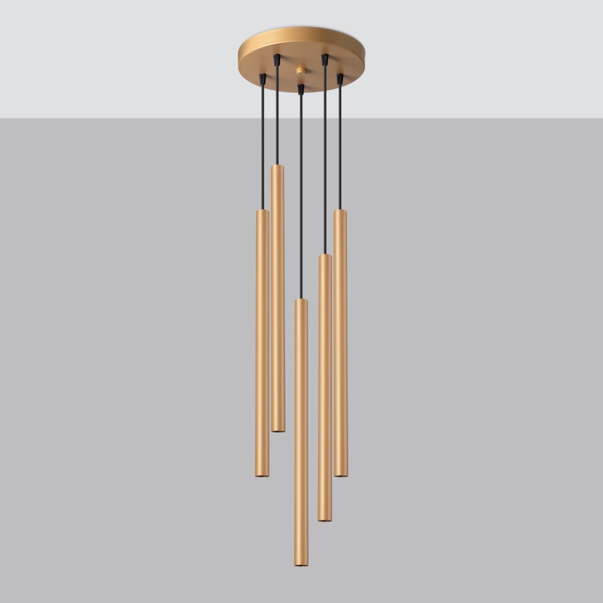 Pendel PASTELO 5xG9/8W/230V guldfarvet