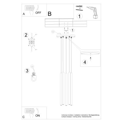 Pendel PASTELO 5xG9/8W/230V guldfarvet