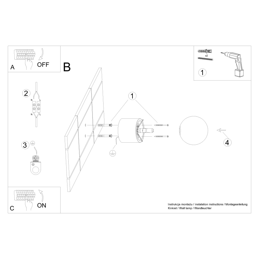 Vægspot BOOMO 1xG9/8W/230V bøg