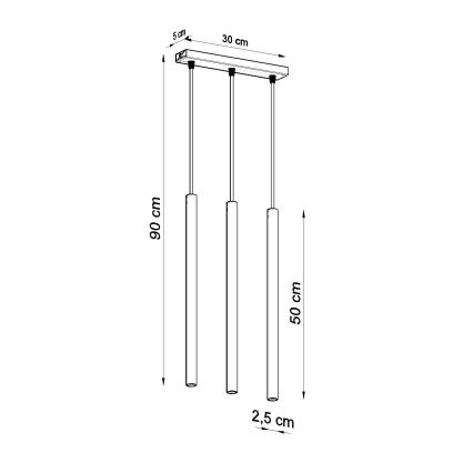 Pendel PASTELO 3xG9/8W/230V guldfarvet