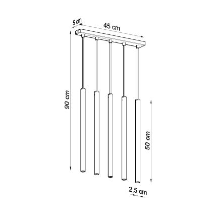 Pendel PASTELO 5xG9/8W/230V guldfarvet