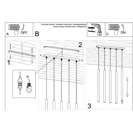 Pendel PASTELO 5xG9/8W/230V guldfarvet