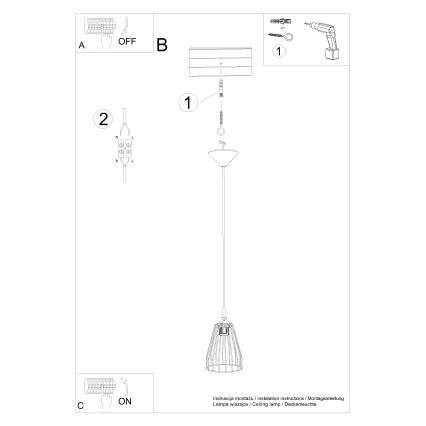 Pendel LEYO 1xE27/15W/230V sort