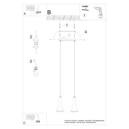 Pendel REA 2xE14/12W/230V beton