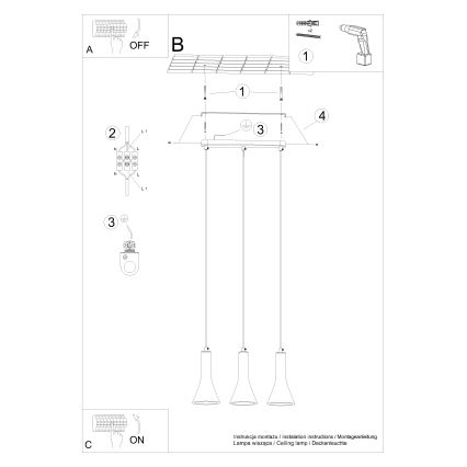 Pendel REA 3xE14/12W/230V beton