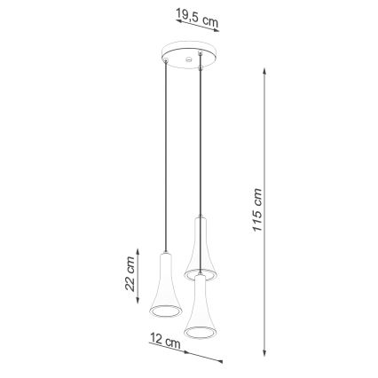 Pendel REA 3xE14/12W/230V beton