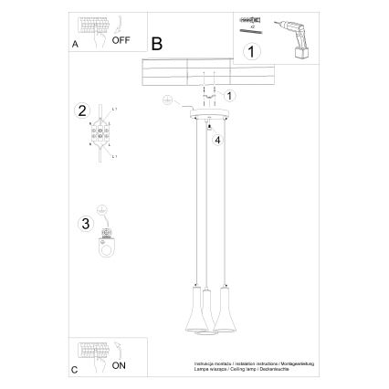 Pendel REA 3xE14/12W/230V beton