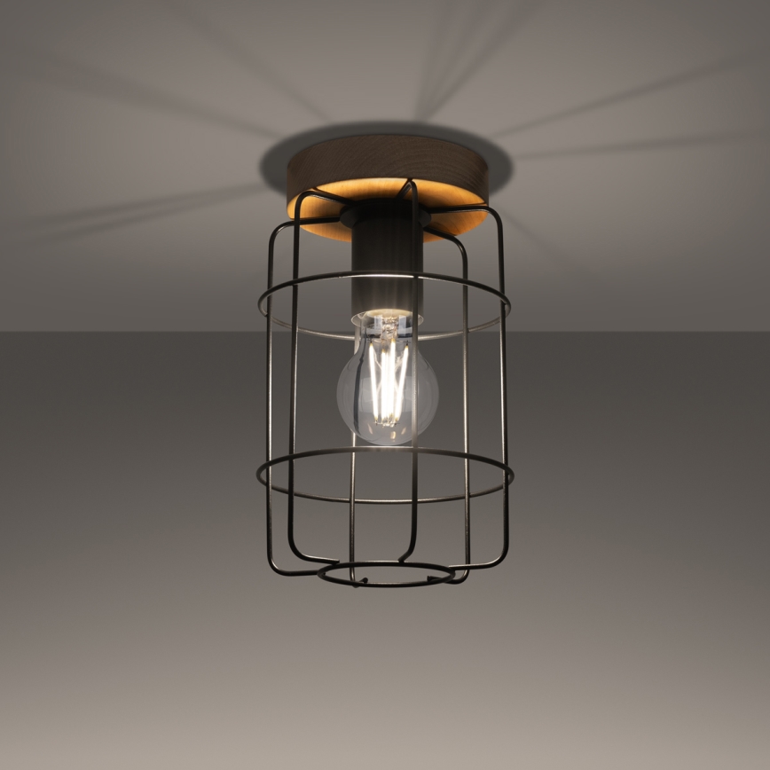 Loftlampe GOTTO 1xE27/15W/230V sort/bøg