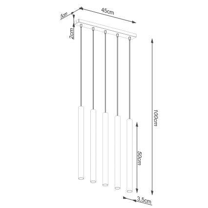 Pendel PASTELO 5xG9/8W/230V bøg