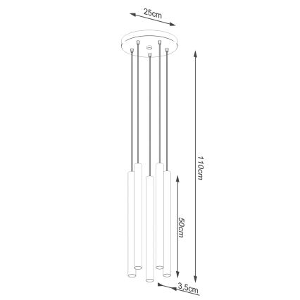 Pendel PASTELO 5xG9/8W/230V bøg