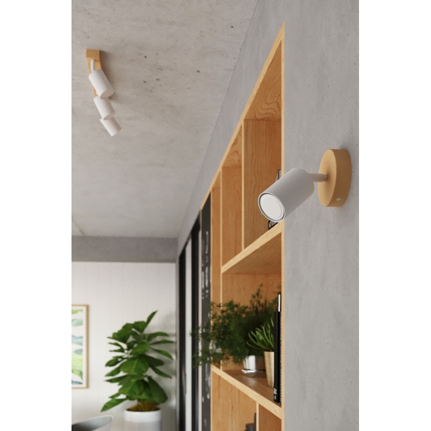 Vægspot VERDO 1xGU10/10W/230V hvid/bøg