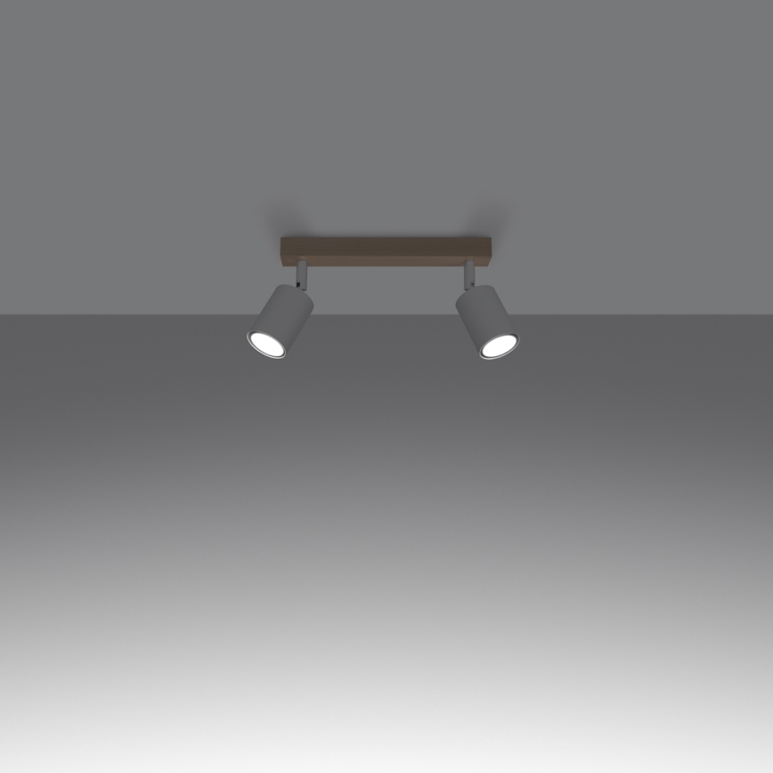 Spotlampe VERDO 2xGU10/10W/230V hvid/bøg